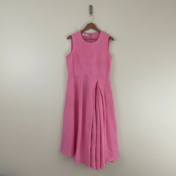 Lafayette 148 Draped Front Midi Dress in Pink Madder Size 8